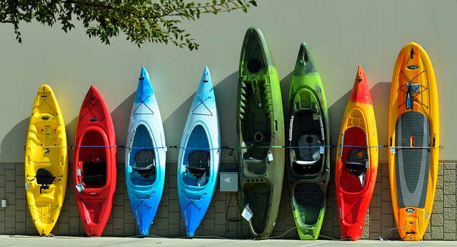 kayaks lined up