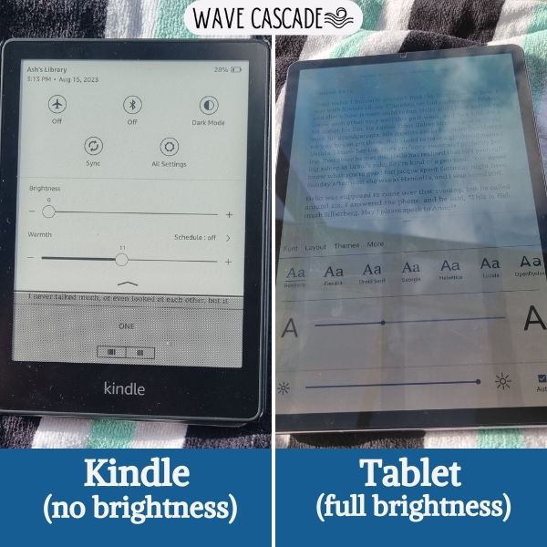 kindle vs tablet brightness and glare